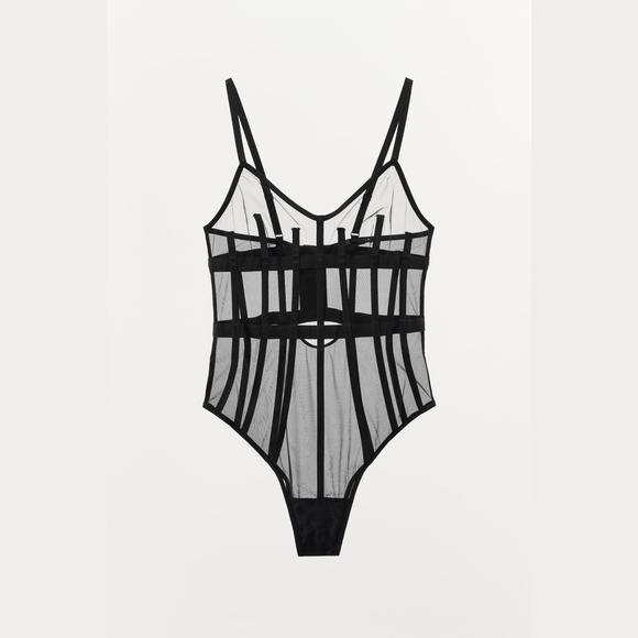 NWT ZARA Sheer Mesh Strappy Bodysuit – Size M - Picture 3 of 15